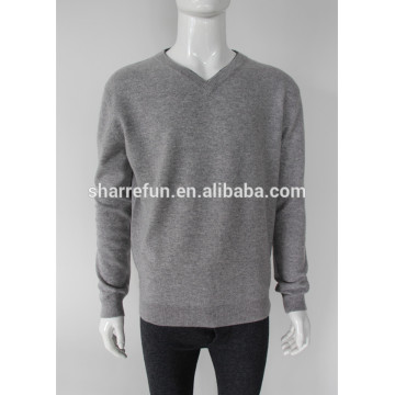 Factory Hot sale classic v neck plain knit 12gg pure cashmere men sweaters