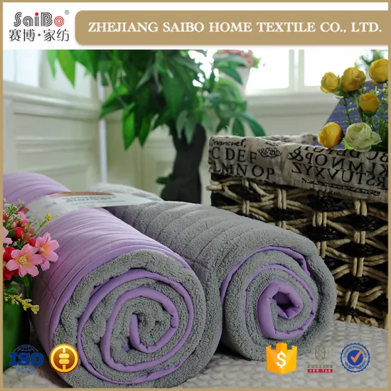 Plain purple coral piping edge blanket