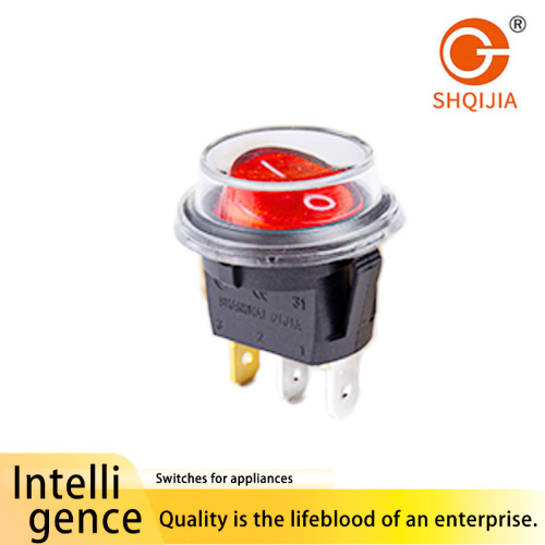 Interruptor tipo barco redondo preto vermelho R13 311
