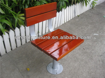 Outdoor hardwood park chair with steel chair frame