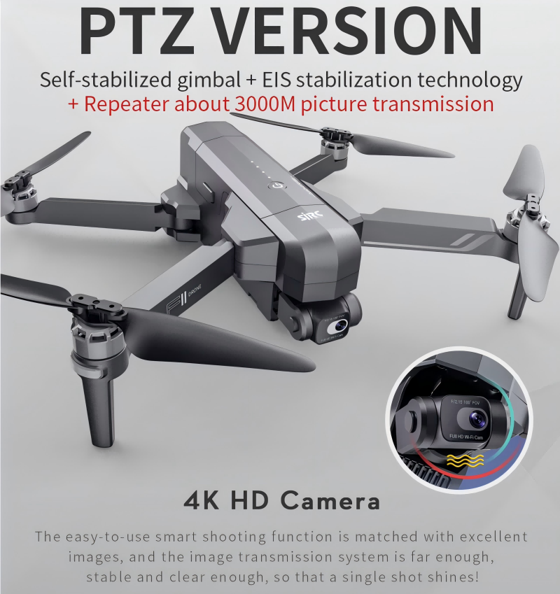 5G FPV 4K PTZ Camera 2 Axis Gimbal UAV 6