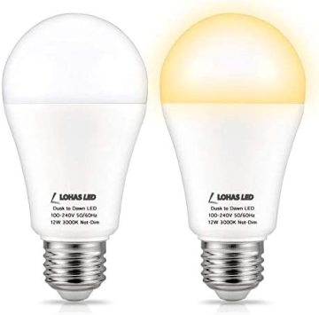 LOHAS A19 Dusk to Dawn Light Bulb - Automatic Sensor Indoor/Outdoors Lighting E26 E27 B22
