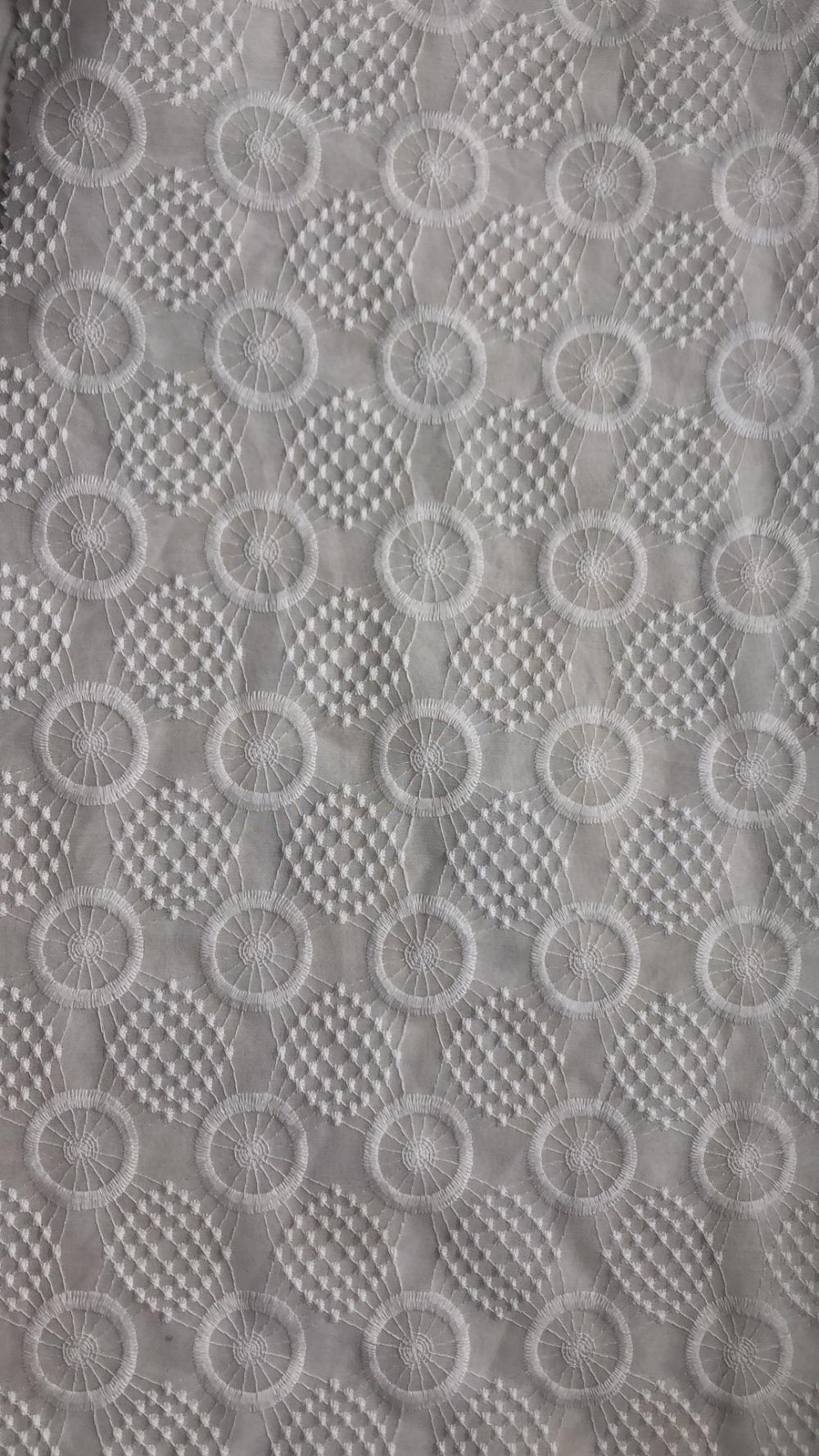 White wheel and dots Chiffon Embroider Fabric