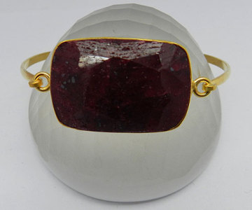 925 Sterling Silver Ruby Corundum Bezel setting Bangle