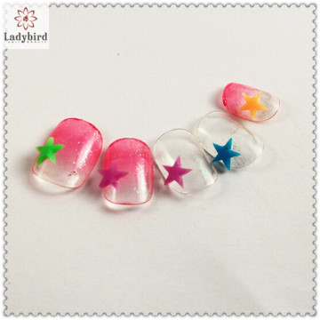 3d acrylic star gradient color glitter French nail art tips