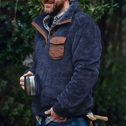 Men' s Sherpa Hoodie Pullover Sweatshirt