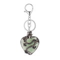 Green Aventurine Heart Antique Silver Dragon Gemstone Pendant (32x42mm) Necklace 45cm Black Cord