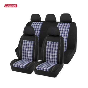 Universal Fit Polyester Plaid Full Set Car Seat Covers - Auto Seat Protection