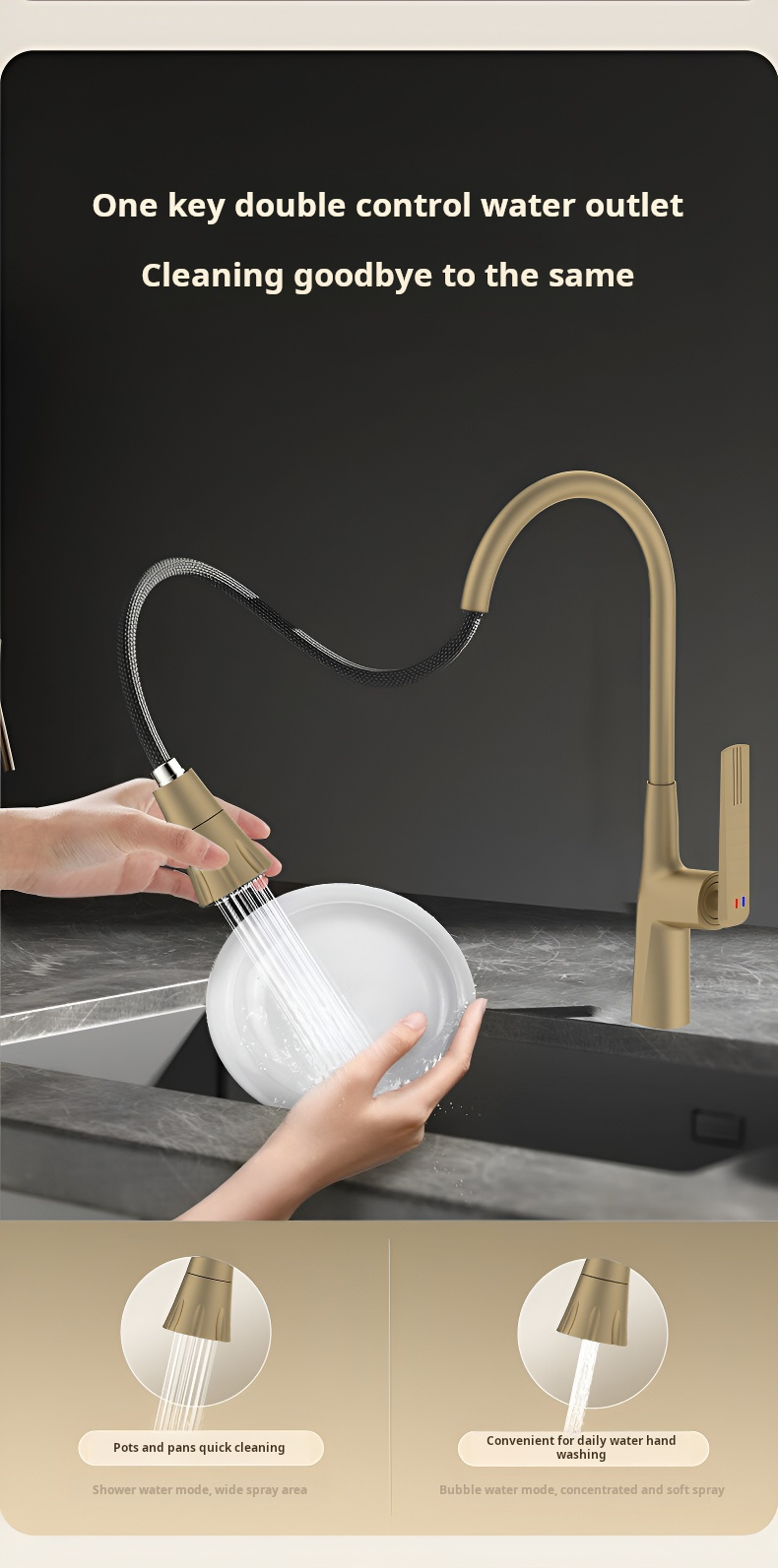 Pull-Down Brush Gold Faucet