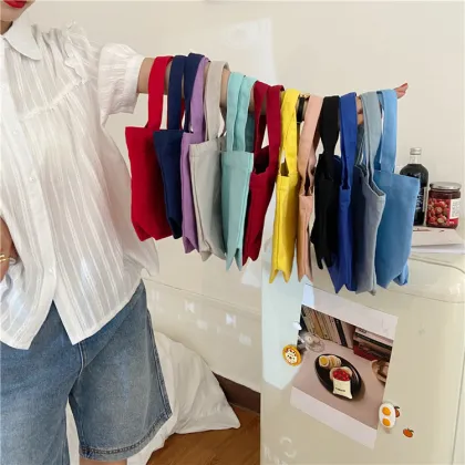 Customized Logo Candy Colorful Cute Canvas Bags - Reusable Cotton Lunch Totes