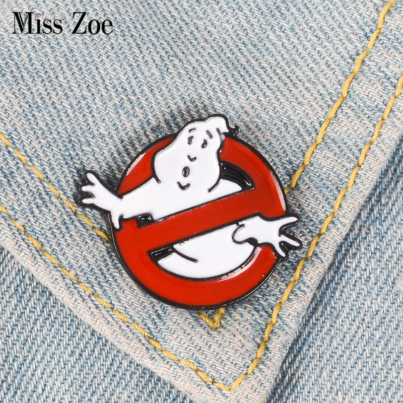 Ghostbusters Enamel Pin White Ghost Badge Brooch Bag Clothes Lapel pin Cartoon Fun Movie Jewelry Gift for fans Friends
