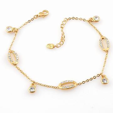 Fashion Alloy Gold Plated Anklet with Swarovski Stone