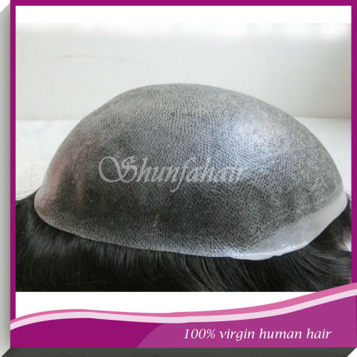 In stock full thin skin toupee,super thin skin toupee,natural hairline hair piece