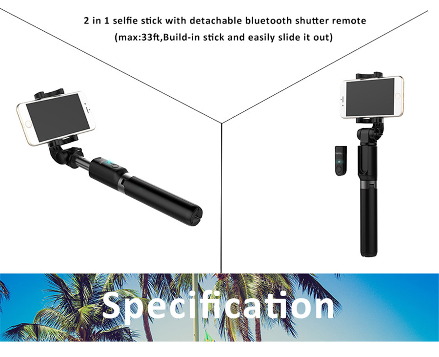 สมาร์ทโฟนไร้สายสมาร์ทโฟน Bluetooth Selfie Stick คุณภาพสูง สมาร์ทโฟนไร้