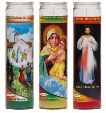 7days 8inches glass jar memorial religious candle with private label