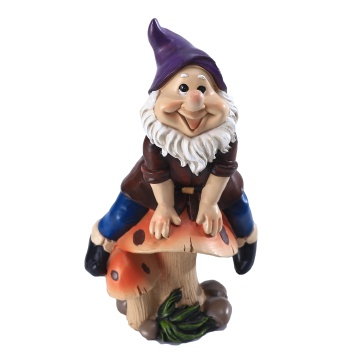 7.2 Inch Gnome Jumping on Mushrooms Resin Statue: A Unique and Funny Garden Gift and Decoration Sculpture