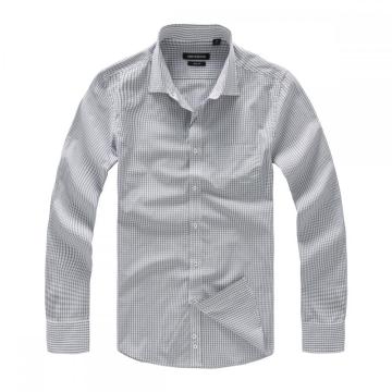 Gray Plaid Pattern Long Sleeves Spring Shirts