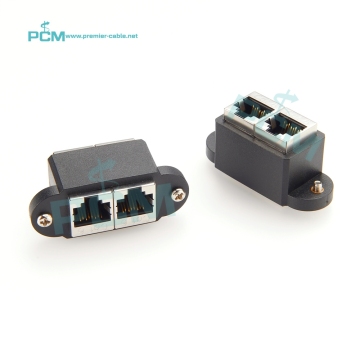Ethernet Screw Lock Panel Converter: Dual Ports I/O CAT6 RJ45 8P8C Female to Female Socket