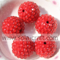 Perles rondes fantastiques de strass de résine rouge clair de 18 * 20MM pour des bracelets