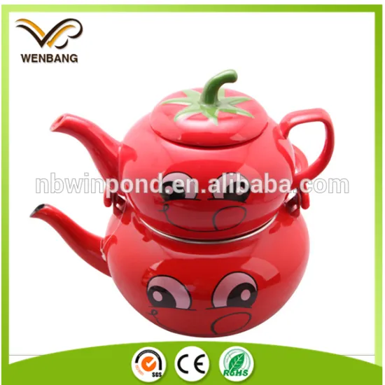 Love apple shaped children's double enamel tea kettle