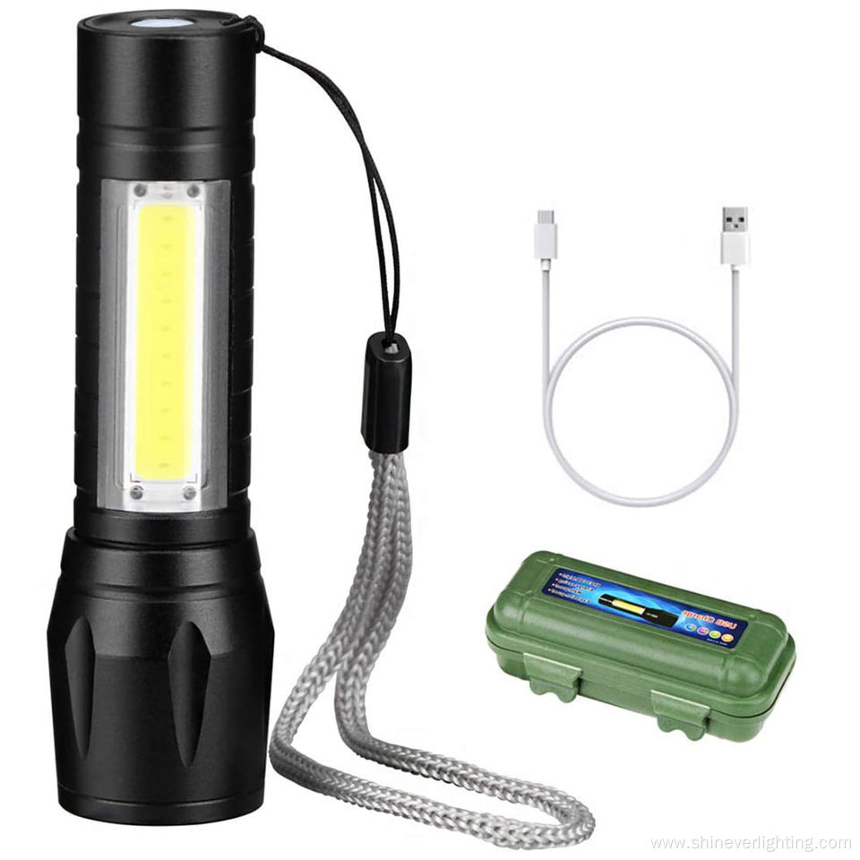 USB Zoomable Camping Hiking Rechargeable Torch Light
