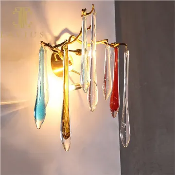 Creative colorful crystal hotel corridor wall lamp