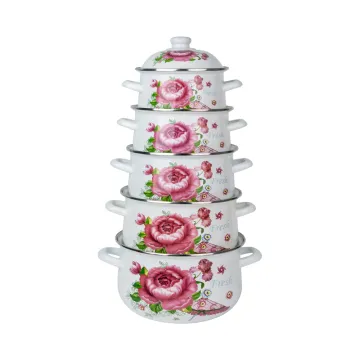 5PCS Set Decal High Quality Design Enamel Casserole for Hot Pot