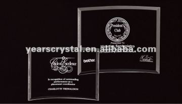 optic bent crystal jade glass awards with beveled for souvenir and gift(R-0896