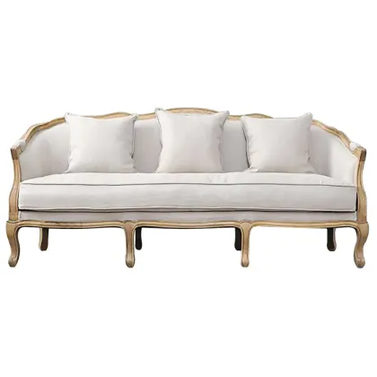 Antique French Style Curved Solid Wood Wedding Furniture: Louis Sofa with Birch Wood Frame for Parties