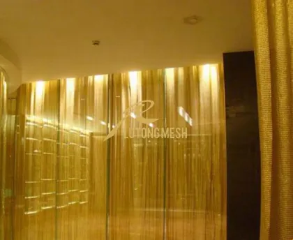 Metallic fabric curtain for metal partition decorative