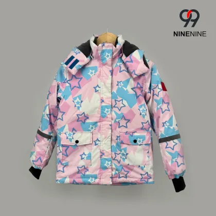 Warm and Stylish Kids` Star Print Ski Jacket
