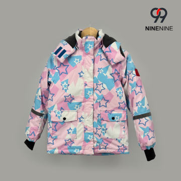 Chaqueta de esquí con estampado de estrellas para niños, cálida y elegante