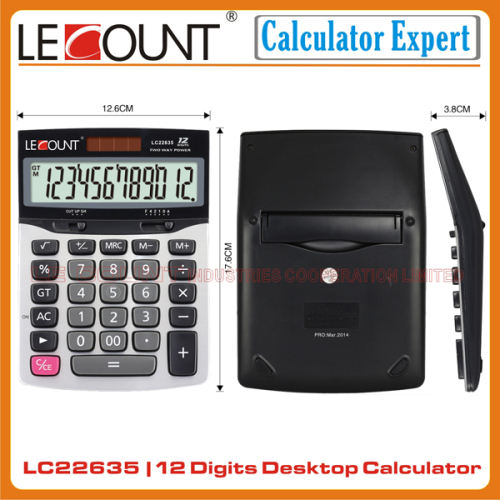 12 Digits Dual Power Large Desktop Calculator with Meral Panel and Decimal & Rounding Selection (LC22635)