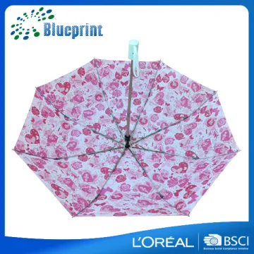 Lady print slim folding special handle travel umbrella