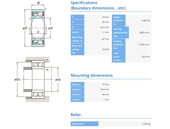 Double ball bearing 5304 rodamientos 5304 ZZ 2RS nylon cage