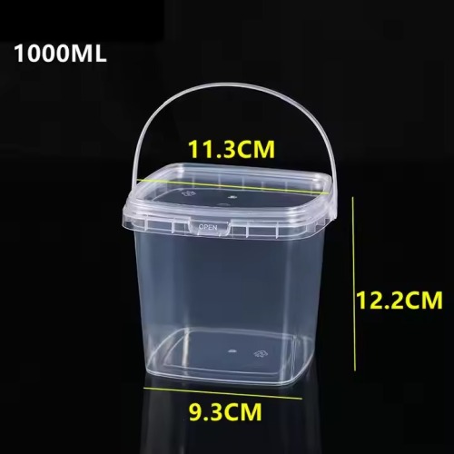 Transparent Plastic Bucket Square Ice Bucket Food Packing
