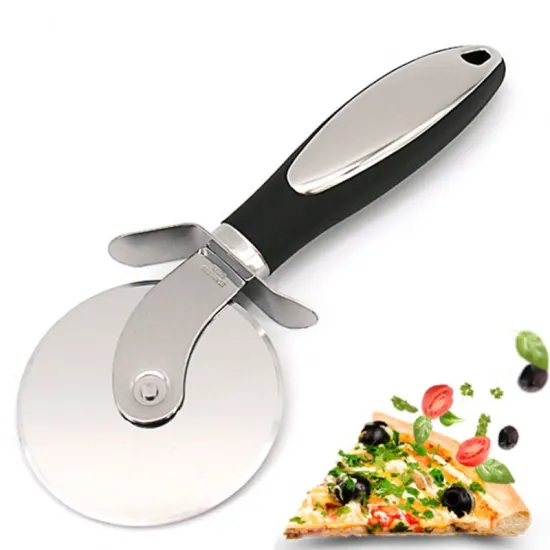Custom Logo Plastic Handle Stainless Steel Pizza Cutter Wheel - Silver