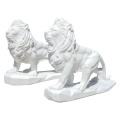 Luxury White Marble Lion Pair Sculpture for Garden