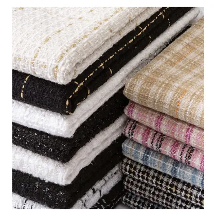 Wholesale 100% Polyester Plaid Tweed Fabric for Apparel