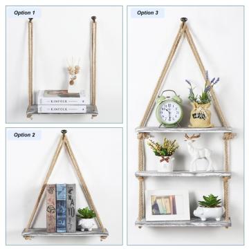 Set of 4 Wood Hanging Shelves for Wall