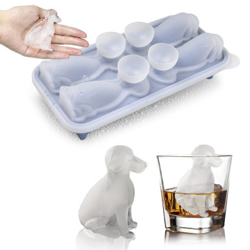 Newest Design Reusable 3D Labrador Dog Silicone Ice Cube Trays