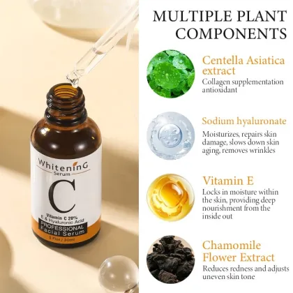 Natural Vitamin C Serum with Hyaluronic Acid for Skincare