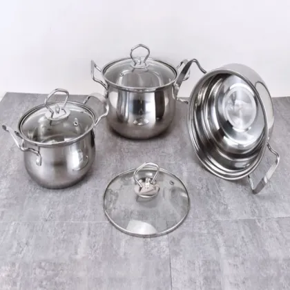 Stainless Steel Curved Soup Pot Set of Five