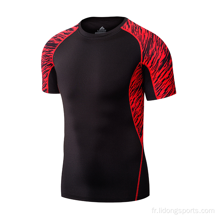 Lidong Grossistes Sports à manches courtes personnalisées Tops Sports Sports Sports Compression Gym Gym Port