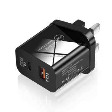 3Pin UK Plug 25W Pengecas Cepat untuk Samsung Galaxy Note 10/Nota 20/S20