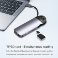 10 in 1 Aluminum Alloy USB Type C Hub USB C to Multi USB 3.0 PD 3.5mm Jack TF VGA HDMI Adapter 1Gbps RJ45 Network Card for PC Co