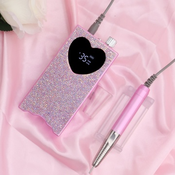 Cordless Rechargeable Heart Nail Drill with Diamonds - 35000rpm