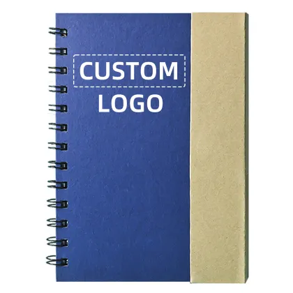 Custom Kraft Paper Hardcover Spiral Notebook with Page Marker and Sticky Notes