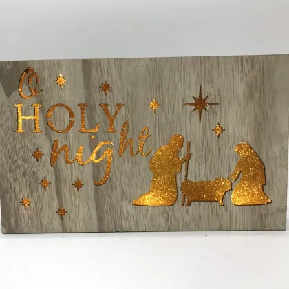 Battery Operated Holy Family Wooden Frame Christmas Lights