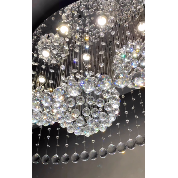 Iluminação moderna de lustre de contas de teto baixo Cadeia Chain Luxury Iluminação Crystal Lustelier para sala de estar de hotel